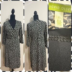 Sigrid Olsen Monochrome Patterned Long Sleeve Dress